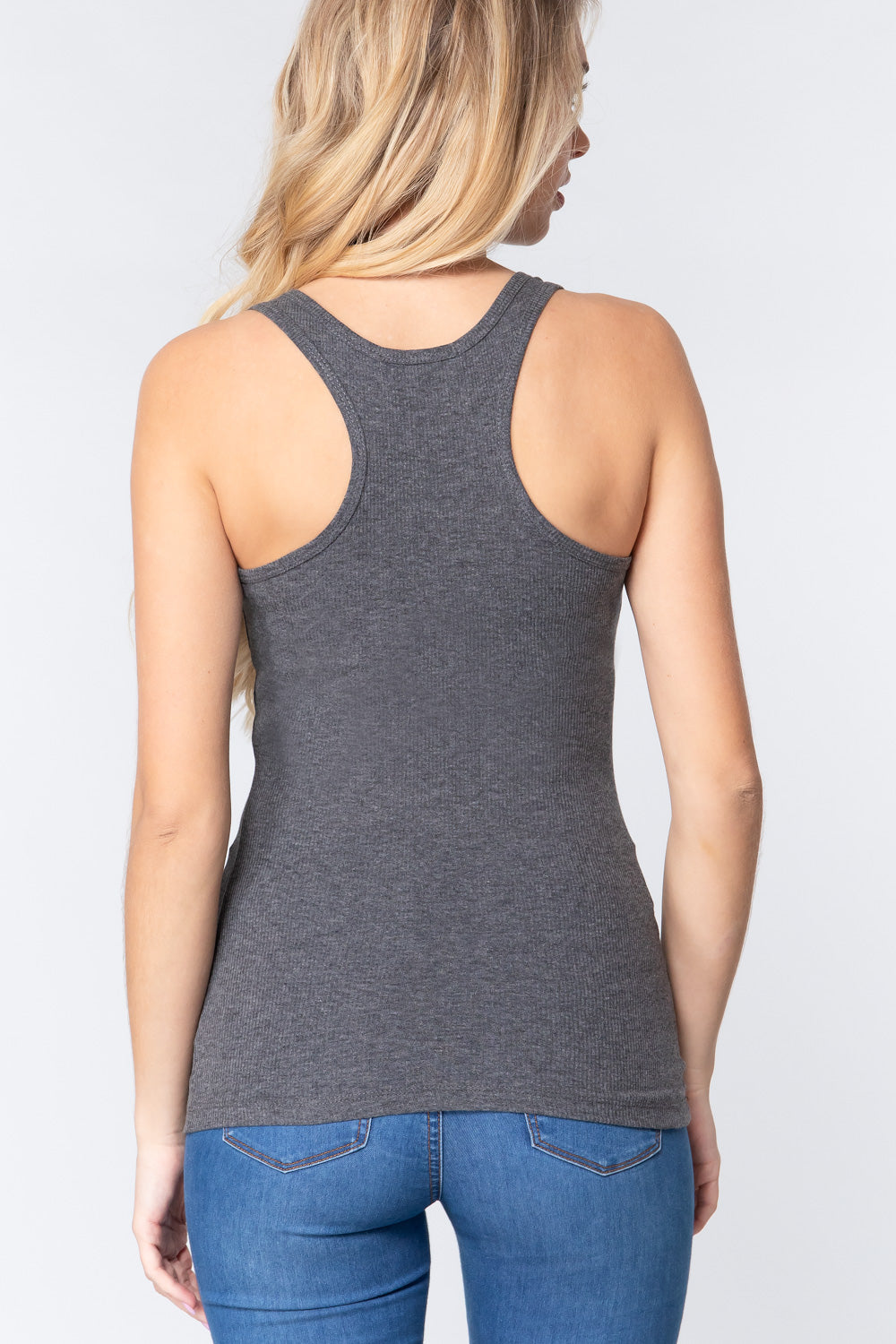 Womens-Sleeveless Racerback Scoop Neck Tank Top