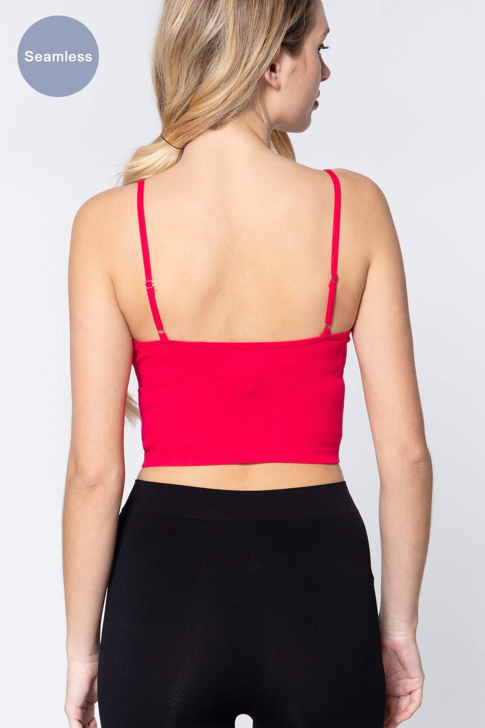 Women's Round Neck Cami Ribbed Seamless Active Crop Top