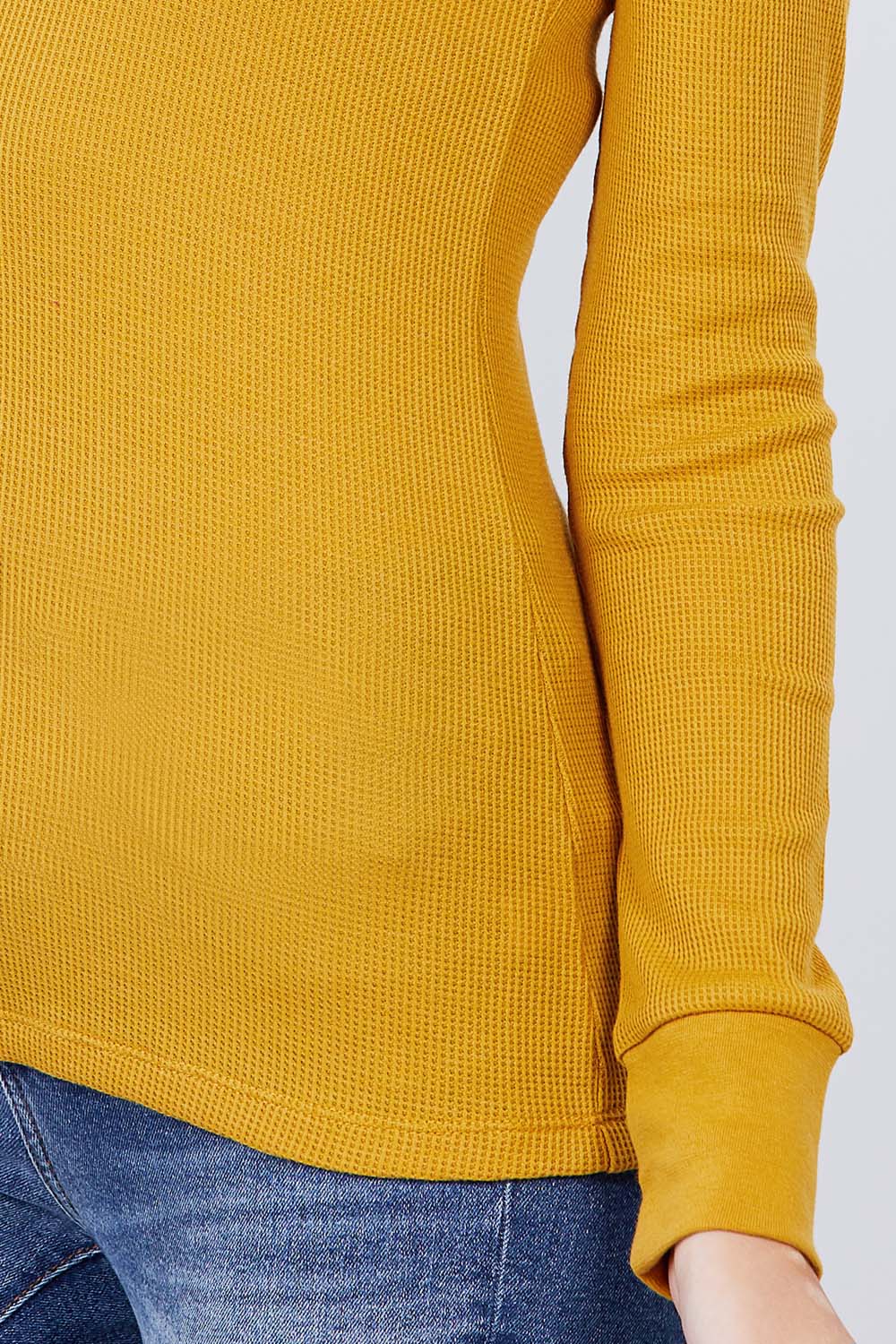 Cotton Blend Thermal V Neck Knit Top for women long sleeves