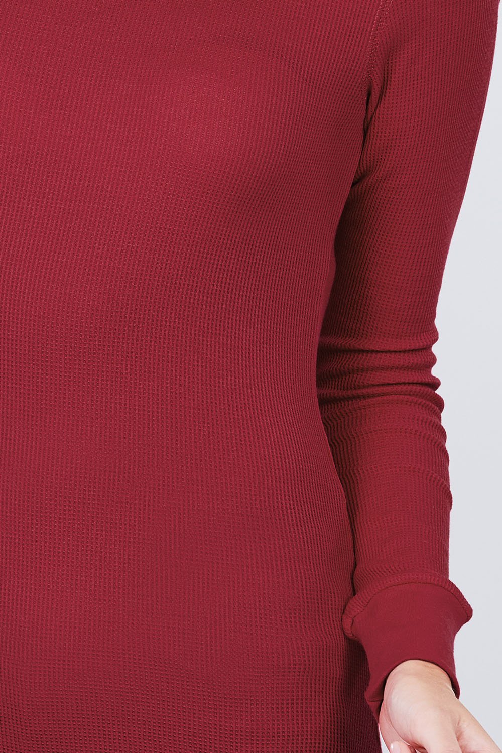Cotton Blend Thermal V Neck Knit Top for women long sleeves