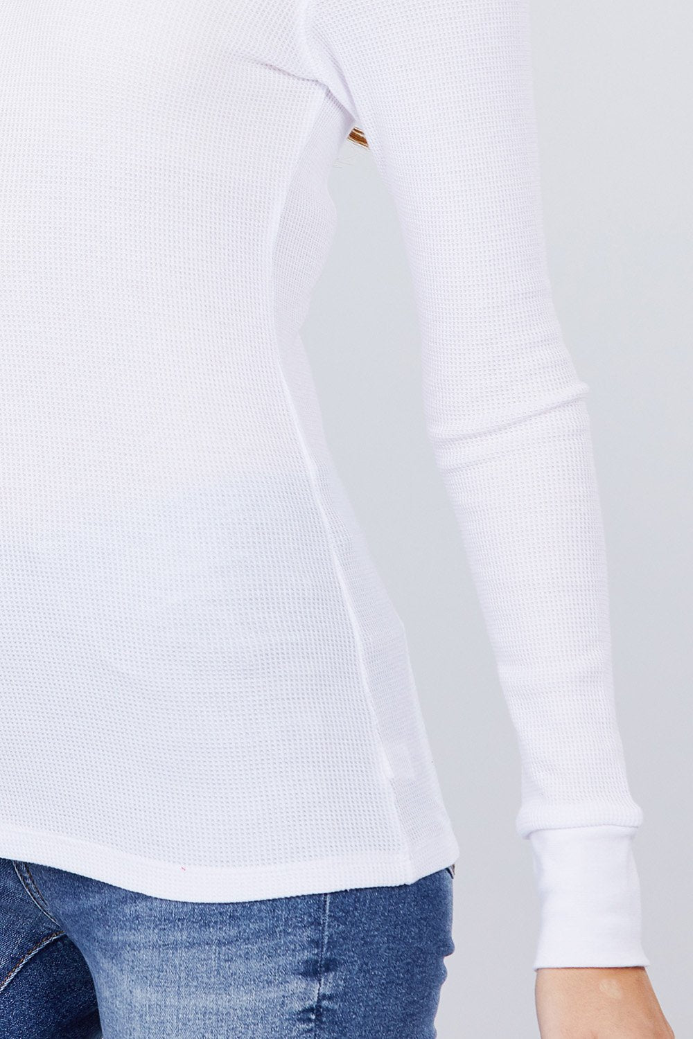 Cotton Blend Thermal V Neck Knit Top for women long sleeves