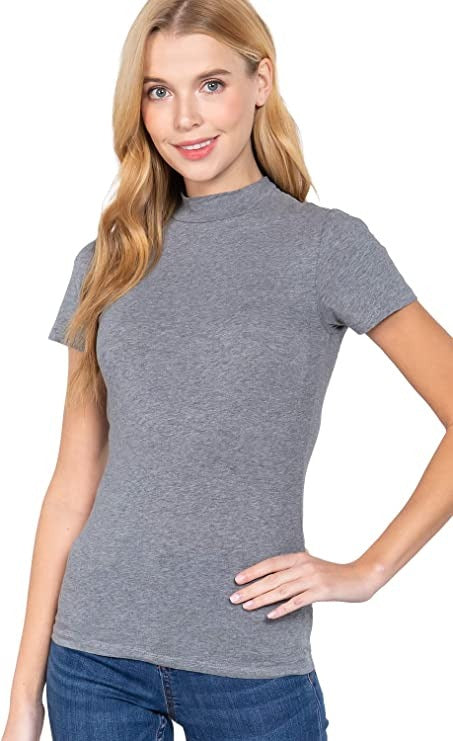 Women's Short Sleeves Mock Neck Jersey Top