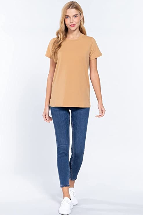 Womens- Crew Neck Short Sleeve Boxy Boyfriend Tee