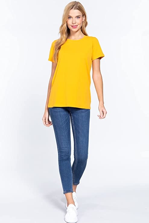 Womens- Crew Neck Short Sleeve Boxy Boyfriend Tee