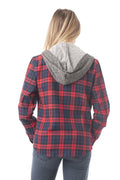 Long Sleeve Two Tone Terry Mixed Plaid Buttoned Down Shirt
