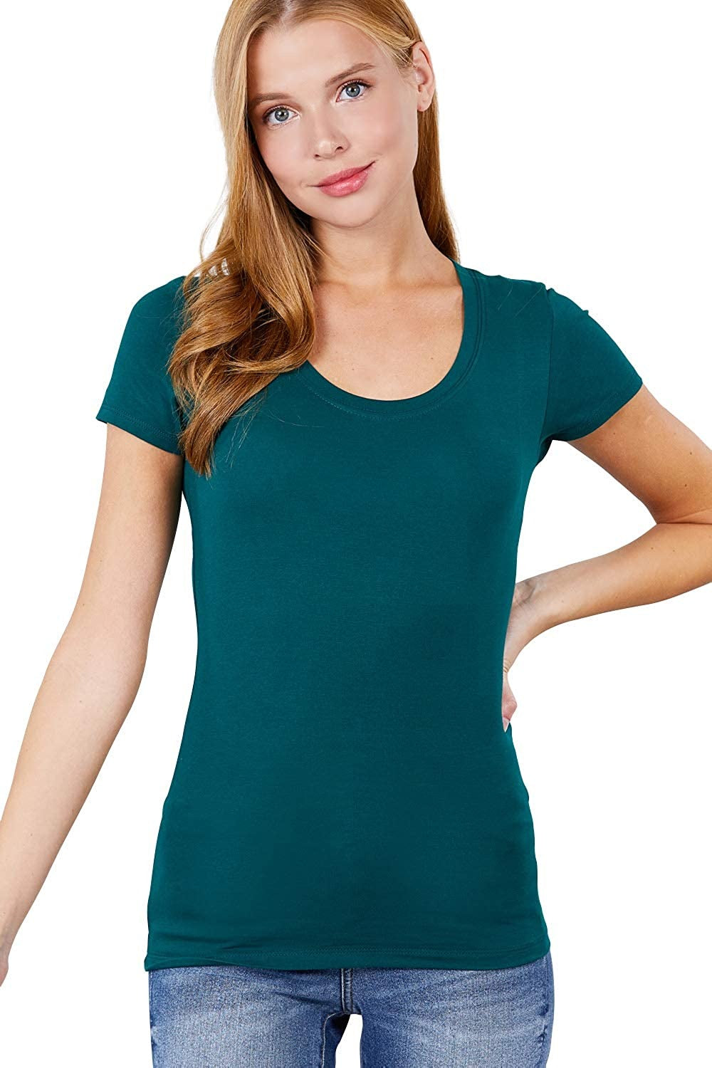 Women's Scoop Neck Short Sleeve Jersey Sexy Top