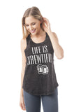 Sleeveless "Life Is Brewtiful" Graphic Tank Top