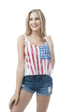 Khanomak Women's Sleeveless Shirt Tank Top Graphic Tee's American Flag