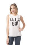 Sleeveless "Lets Go Football" Graphic Tank Top