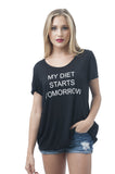 Khanomak Women's Sleeveless Shirt Tank Top Graphic Tee's My Diet Starts Tomorrow