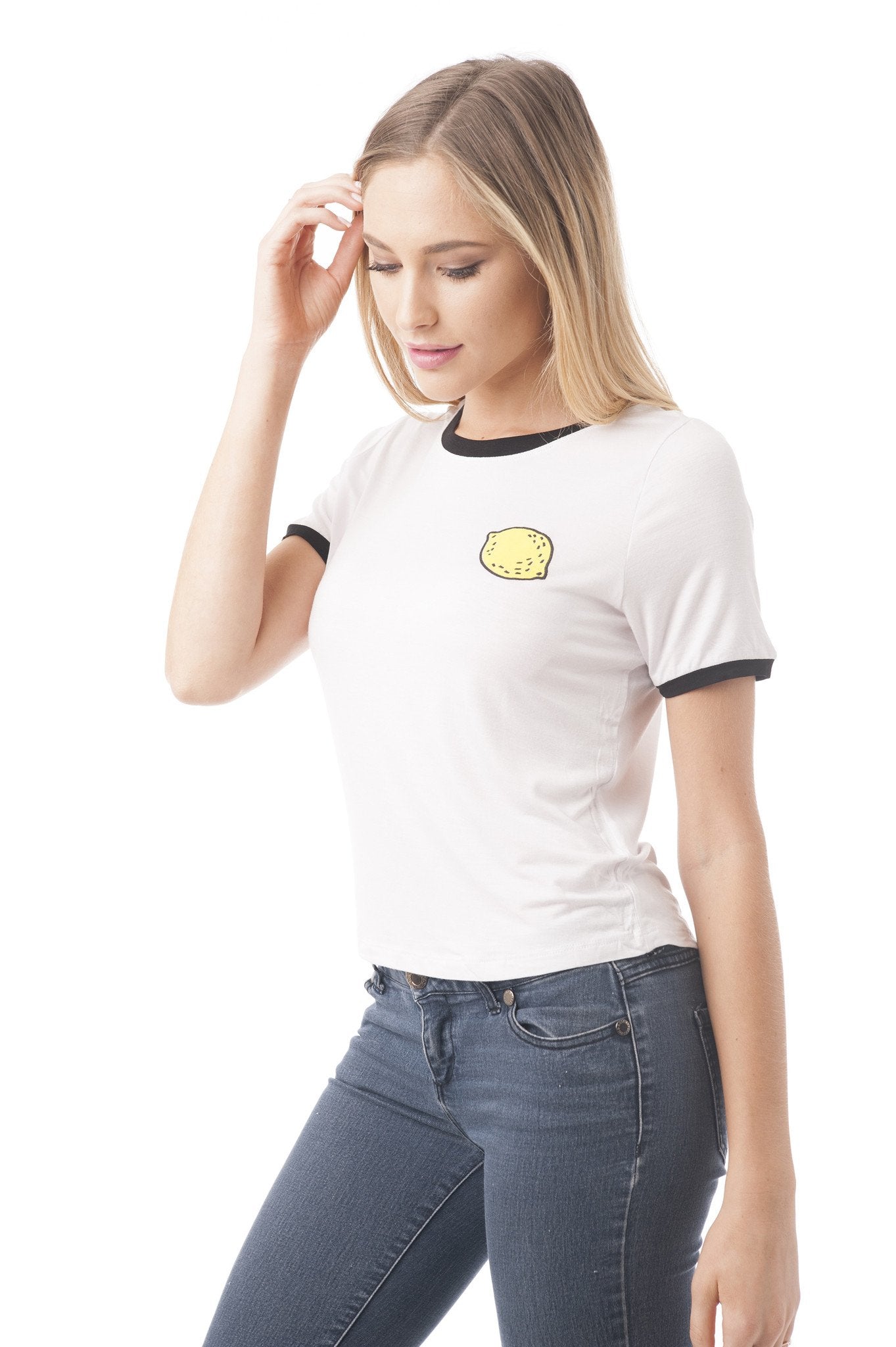 Short Sleeve Lemon Graphic Crop Tee