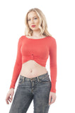 Long Sleeve Middle Knot Crop Top