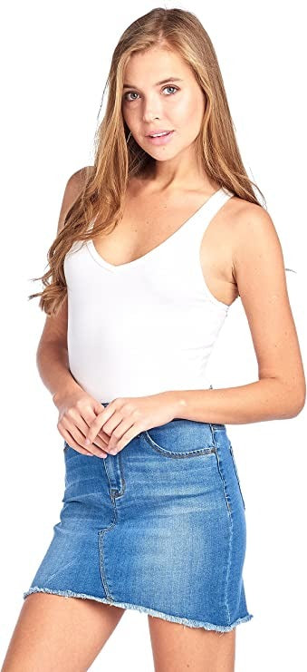 Sleeveless V Neck Solid Racer Back Snap Bottom Bodysuit