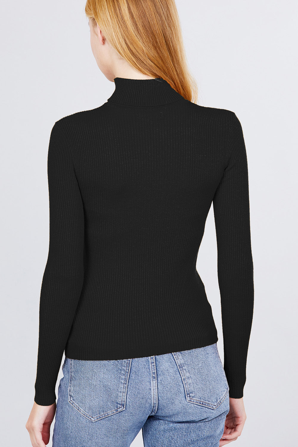 Women's Long Sleeve Turtle Neck Fitted Viscose Ribbed Sweater Cardigan