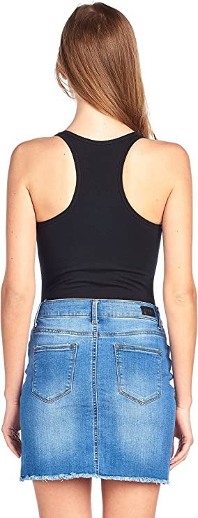 Sleeveless V Neck Solid Racer Back Snap Bottom Bodysuit