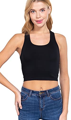 Khanomak Women's Basic Cropped Scoop Neck Tank Top1