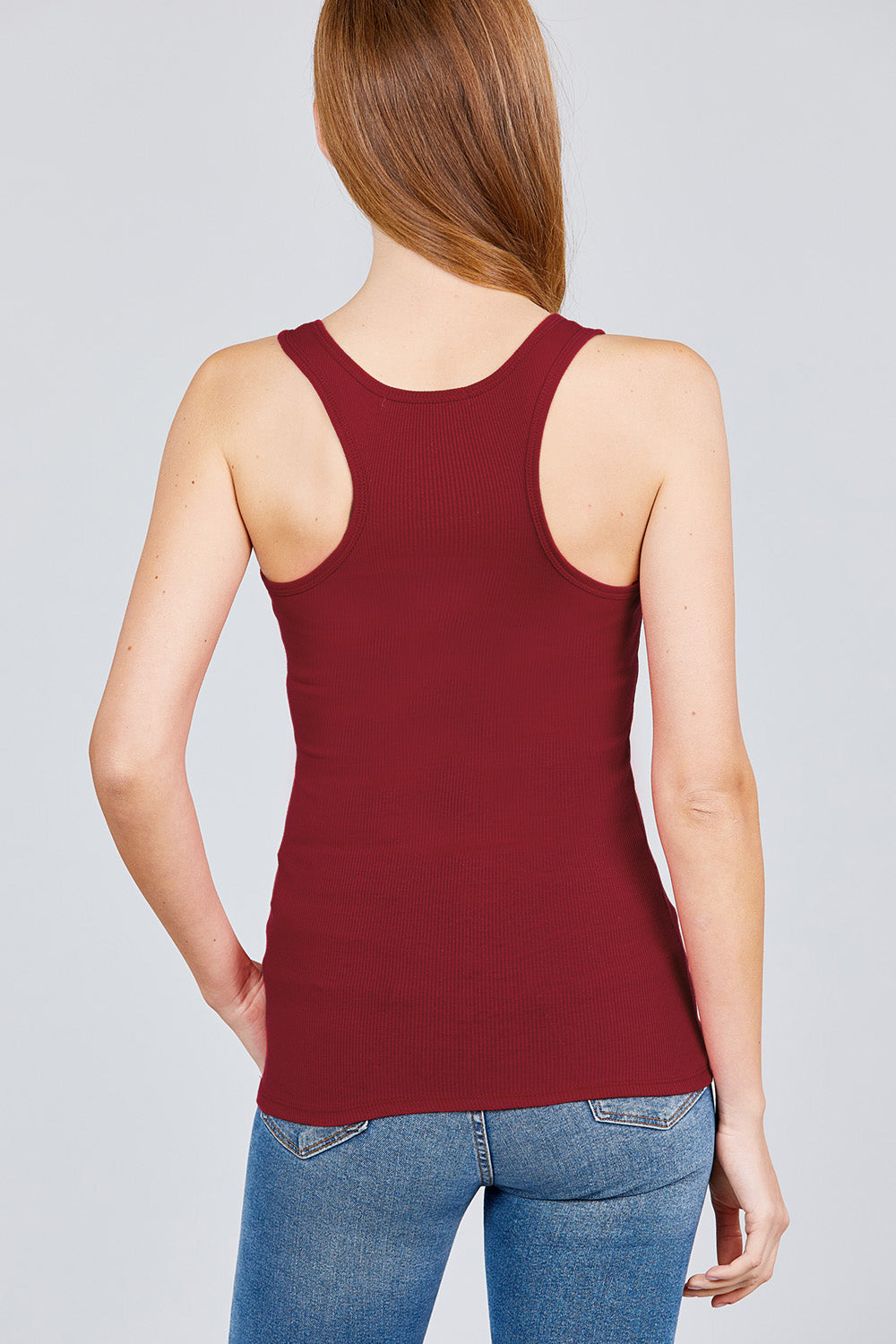 Womens-Sleeveless Racerback Scoop Neck Tank Top