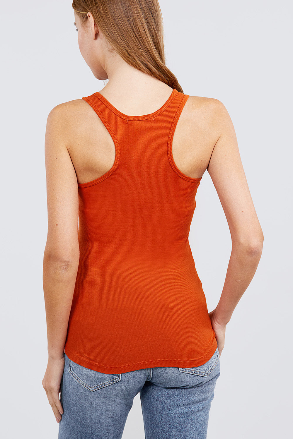 Womens-Sleeveless Racerback Scoop Neck Tank Top