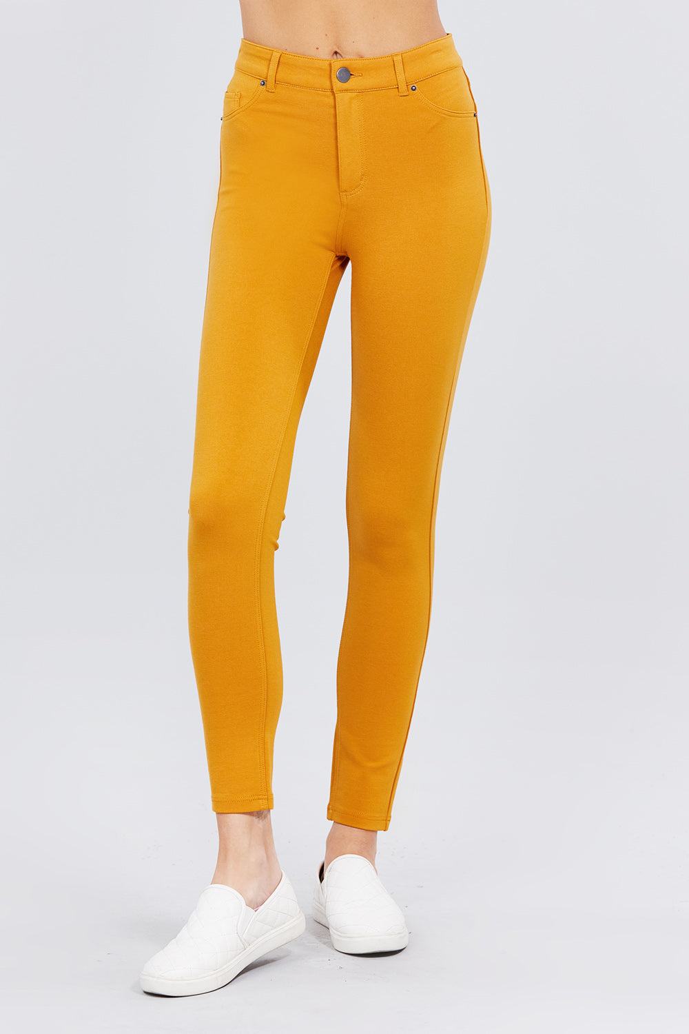 Khanomak 5 Pocket Shape Basic Solid Slim Fit Stretchy Skinny Long Thick Jegging Pants