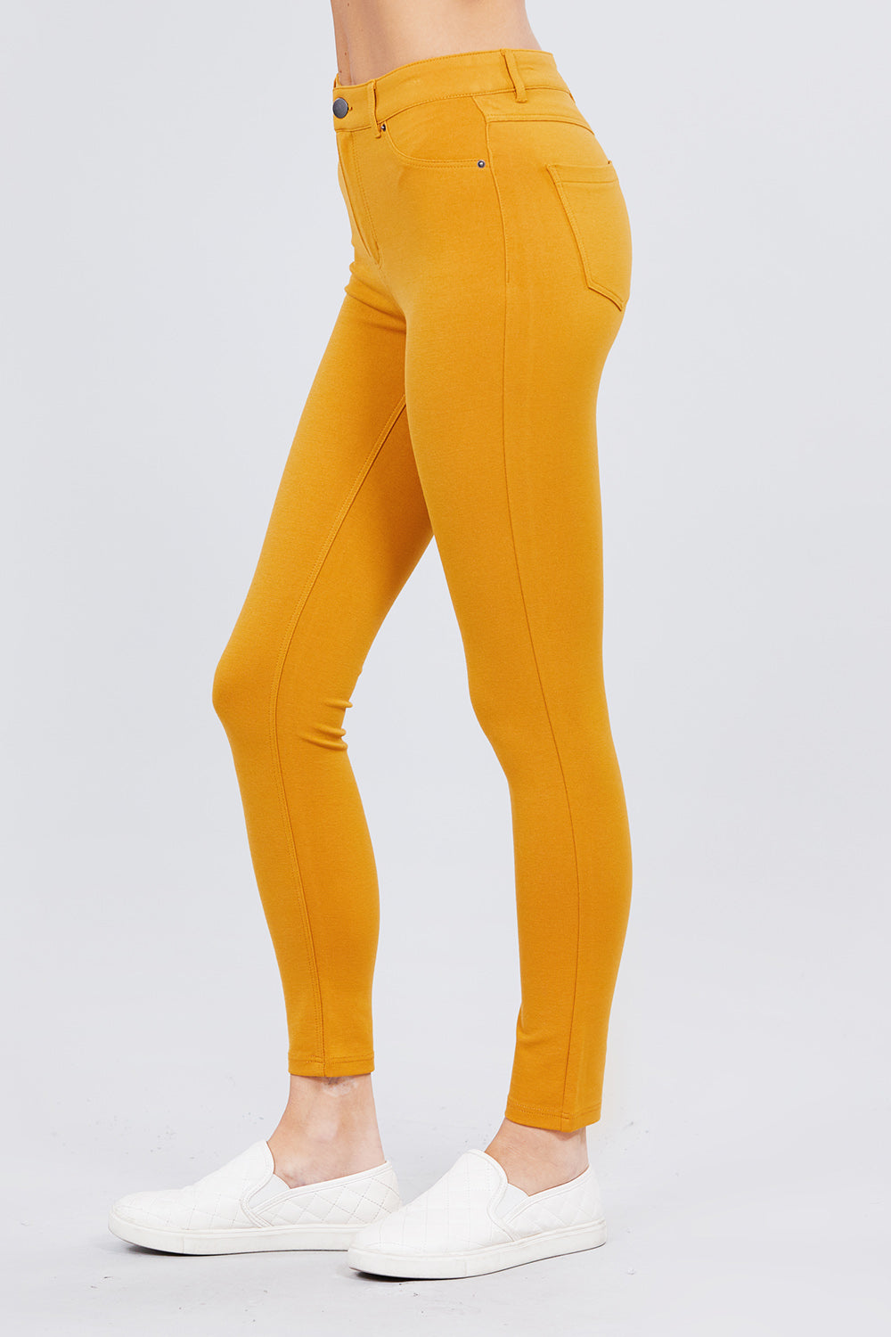 Khanomak 5 Pocket Shape Basic Solid Slim Fit Stretchy Skinny Long Thick Jegging Pants