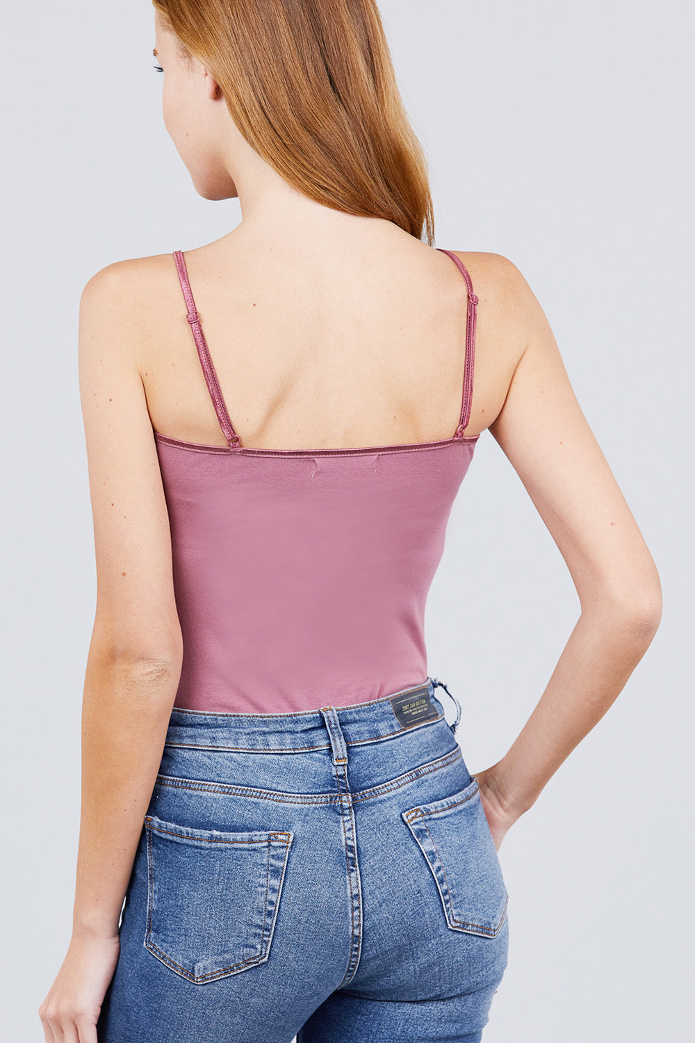 Women's Solid Adjustable Spaghetti Straps Cami Bodysuit