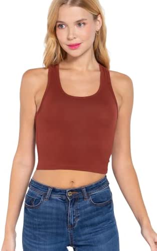 Khanomak Women's Basic Cropped Scoop Neck Tank Top1