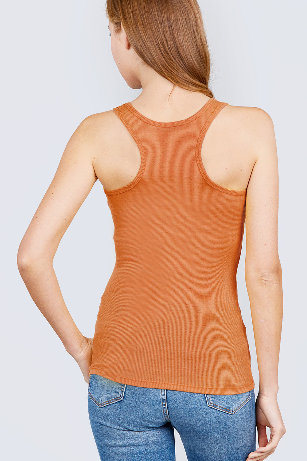 Womens-Sleeveless Racerback Scoop Neck Tank Top