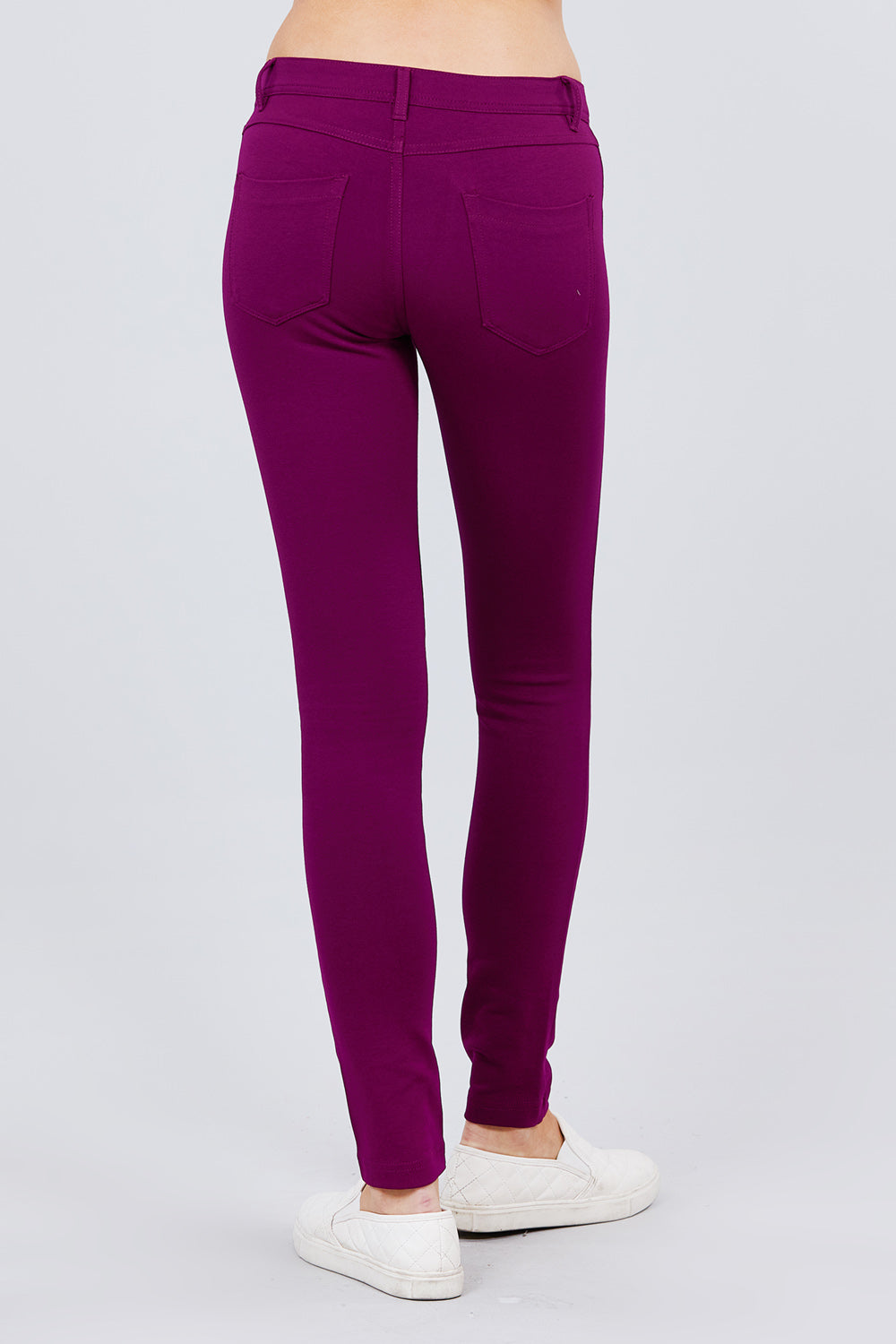 Khanomak 5 Pocket Shape Basic Solid Slim Fit Stretchy Skinny Long Thick Jegging Pants
