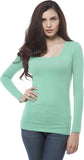 Hollywood Star Fashion Women's Solid Plain Casual Scoop Neck Long Sleeve Top Lightweight1