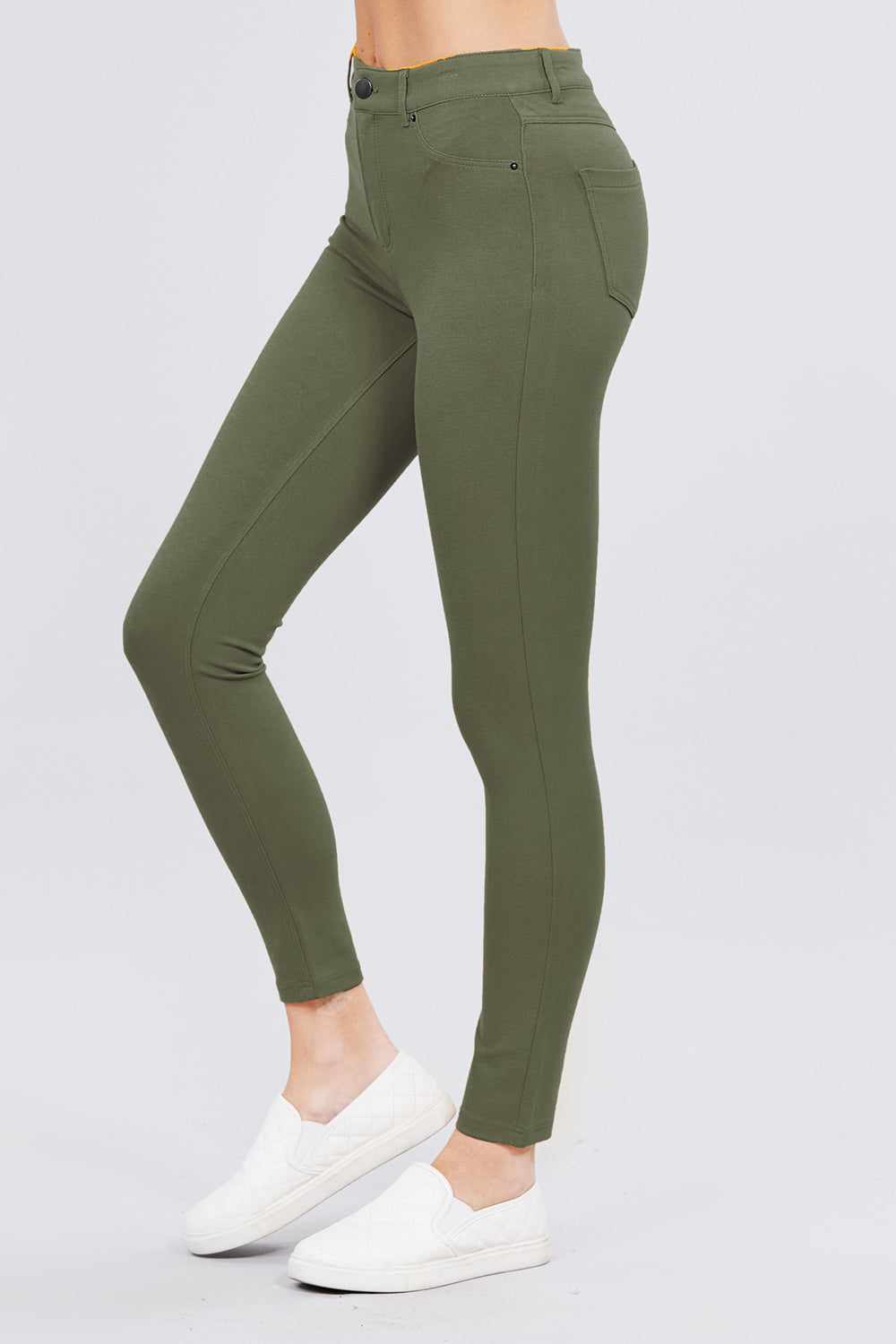 Khanomak 5 Pocket Shape Basic Solid Slim Fit Stretchy Skinny Long Thick Jegging Pants