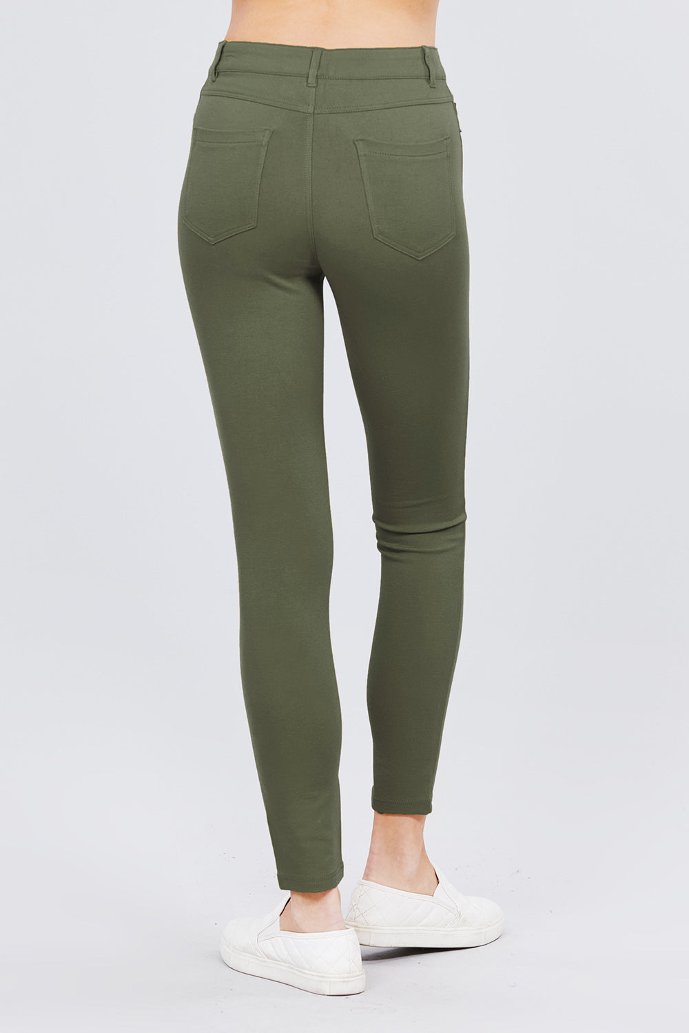 Khanomak 5 Pocket Shape Basic Solid Slim Fit Stretchy Skinny Long Thick Jegging Pants