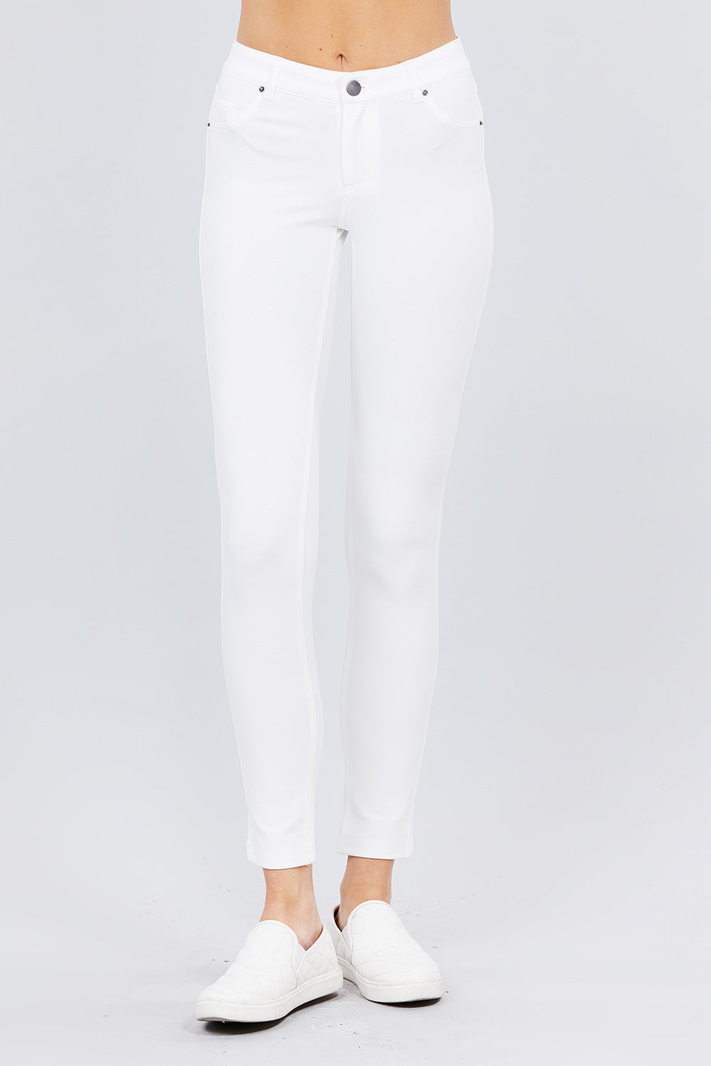 Khanomak 5 Pocket Shape Basic Solid Slim Fit Stretchy Skinny Long Thick Jegging Pants