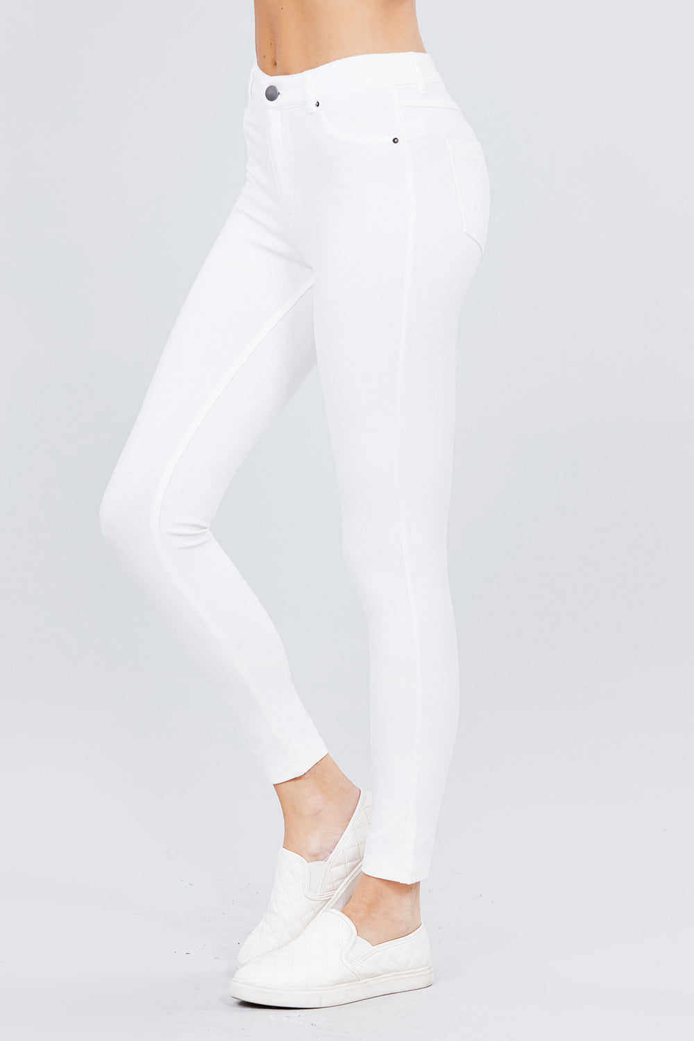 Khanomak 5 Pocket Shape Basic Solid Slim Fit Stretchy Skinny Long Thick Jegging Pants