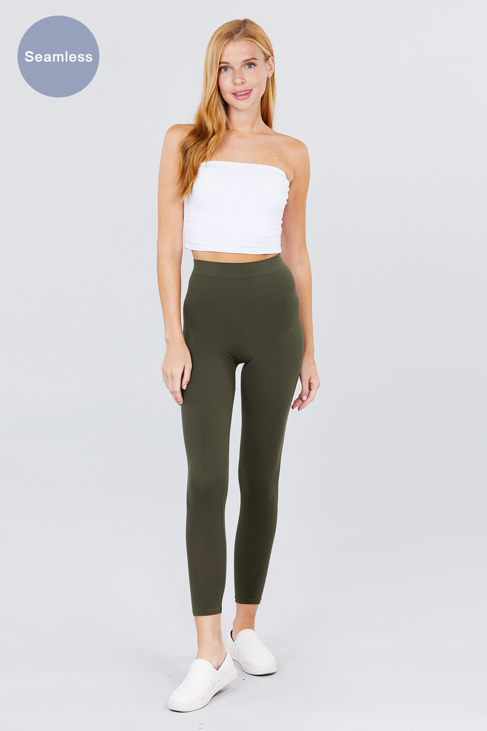 Women's High Rise Elastic Waist Seamless Leggings