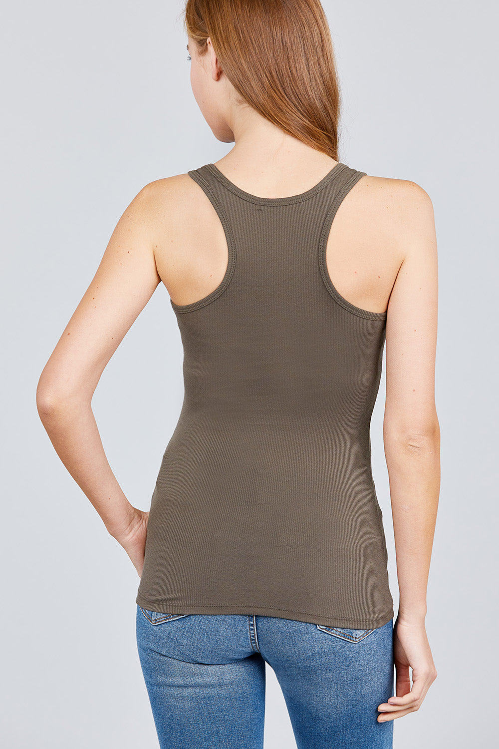 Womens-Sleeveless Racerback Scoop Neck Tank Top