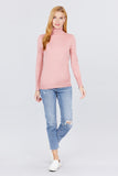Women's Long Sleeve with Rivet Button Detail Turtle Neck Viscose Sweater