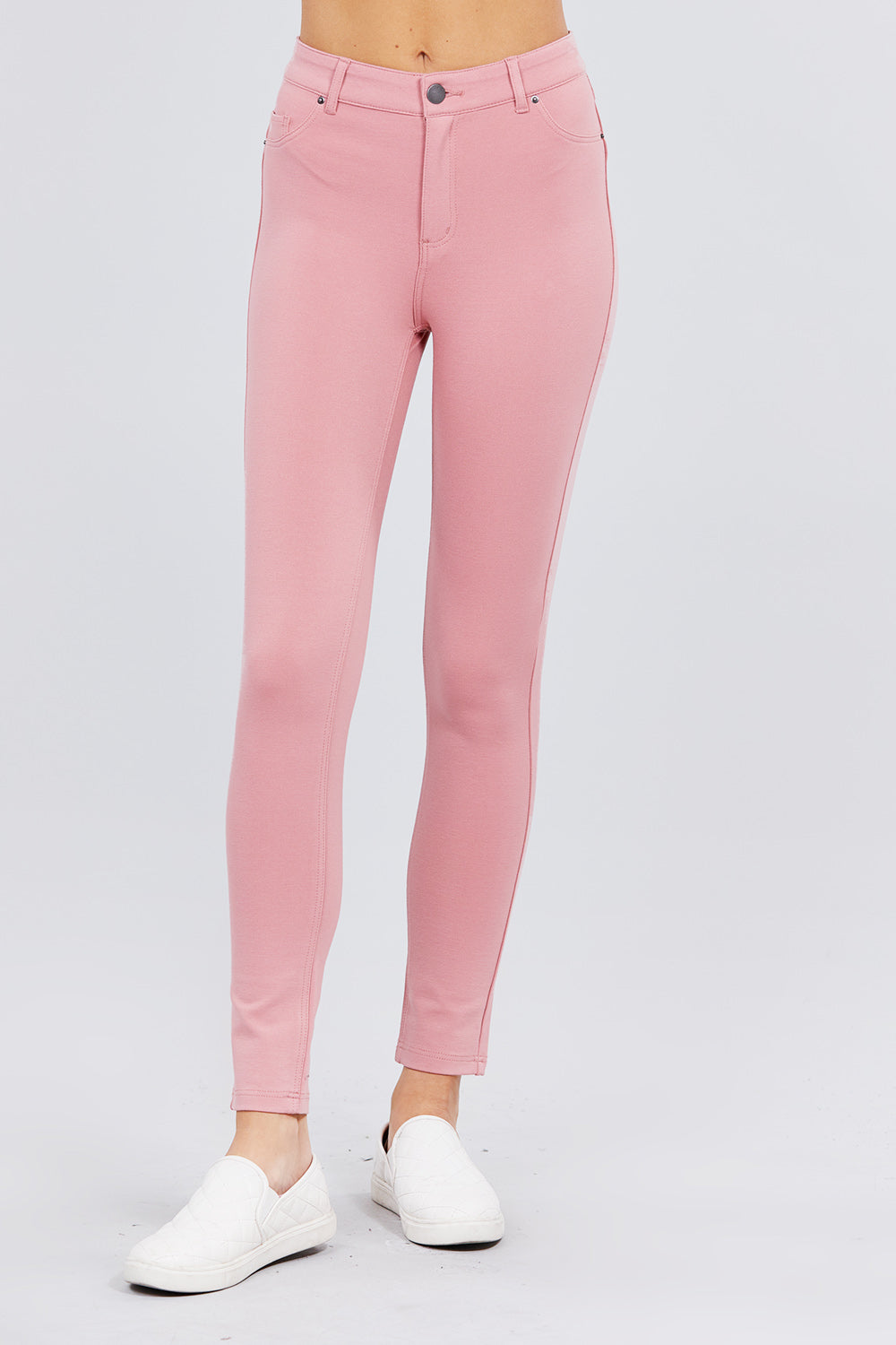 Khanomak 5 Pocket Shape Basic Solid Slim Fit Stretchy Skinny Long Thick Jegging Pants