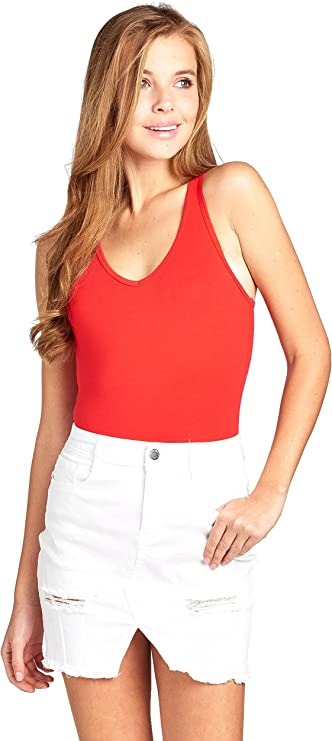 Sleeveless V Neck Solid Racer Back Snap Bottom Bodysuit