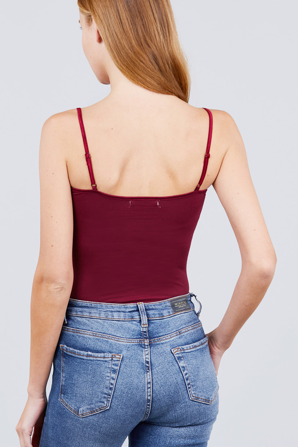 Women's Solid Adjustable Spaghetti Straps Cami Bodysuit