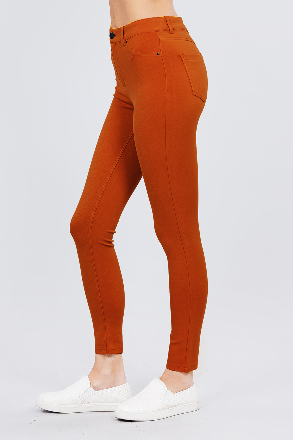 Khanomak 5 Pocket Shape Basic Solid Slim Fit Stretchy Skinny Long Thick Jegging Pants