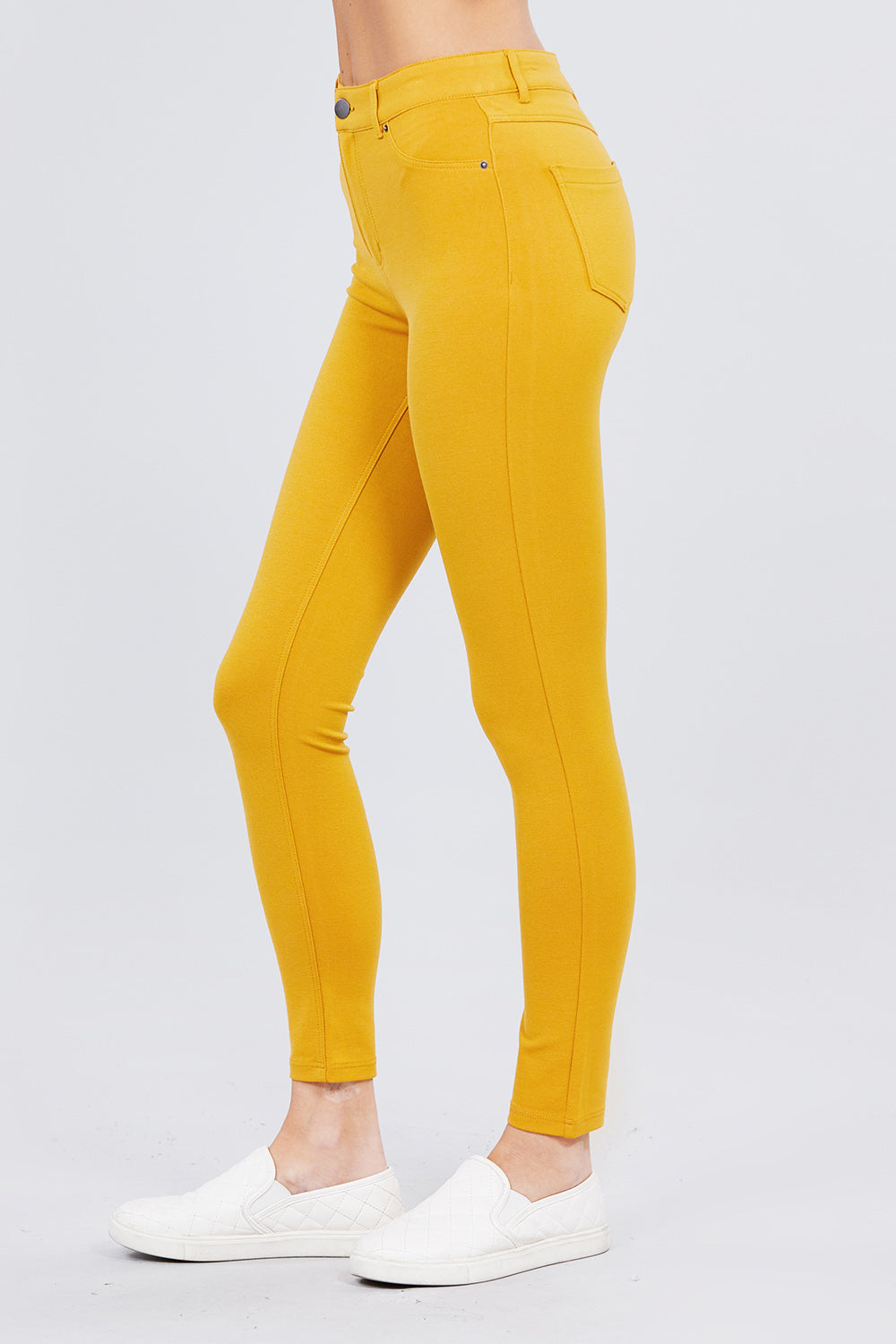 Khanomak 5 Pocket Shape Basic Solid Slim Fit Stretchy Skinny Long Thick Jegging Pants