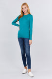 Women Long Sleeve With Snap Button Detail Crew Neck Viscose Lounge Sweater