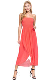Women's Smocked Tube Wrap Maxi Woven High Low High Low Ankle Length Dress