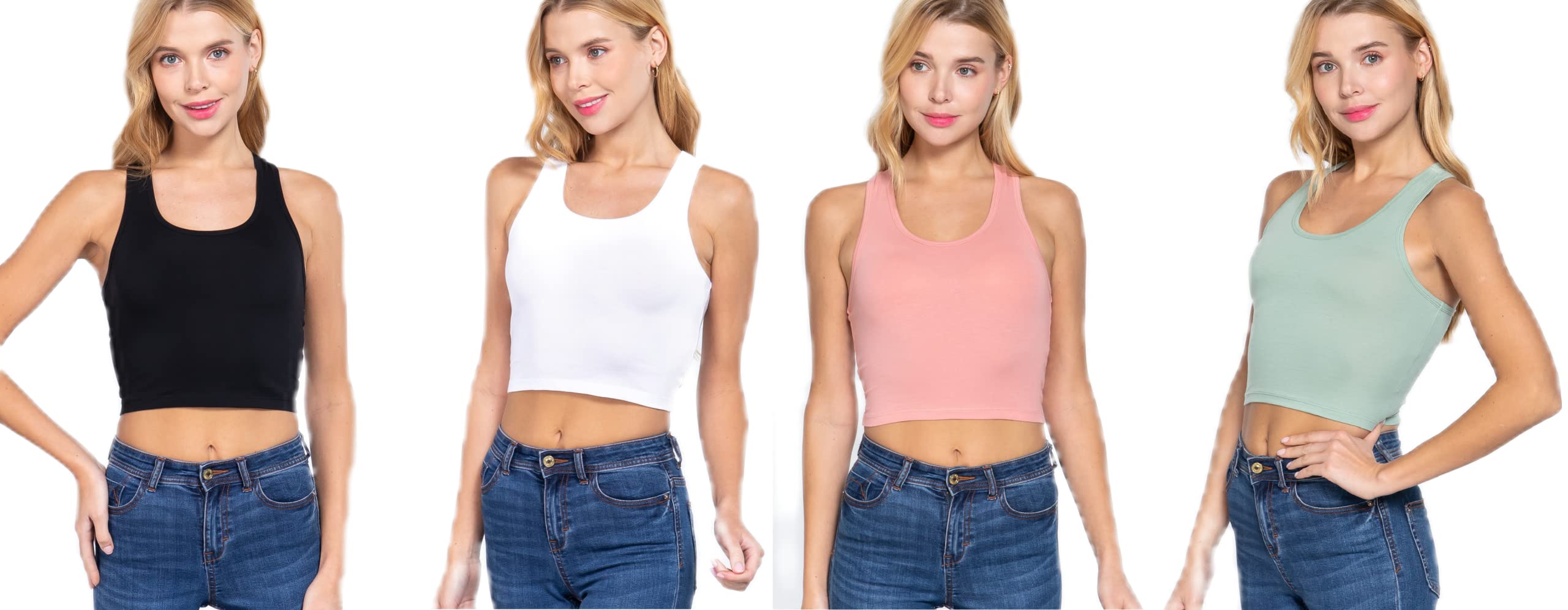 Khanomak Women's Basic Cropped Scoop Neck Tank Top1