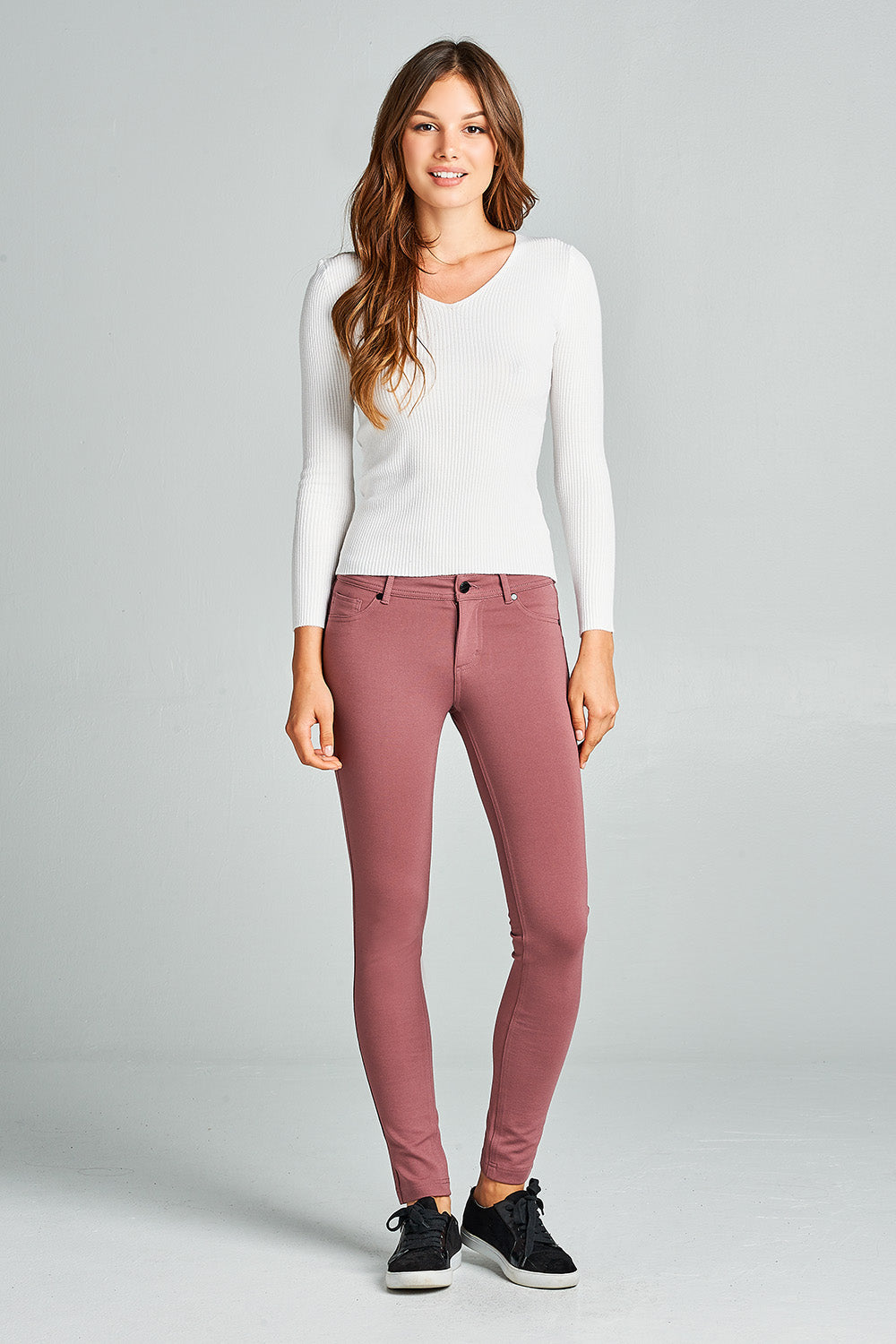 Khanomak 5 Pocket Shape Basic Solid Slim Fit Stretchy Skinny Long Thick Jegging Pants