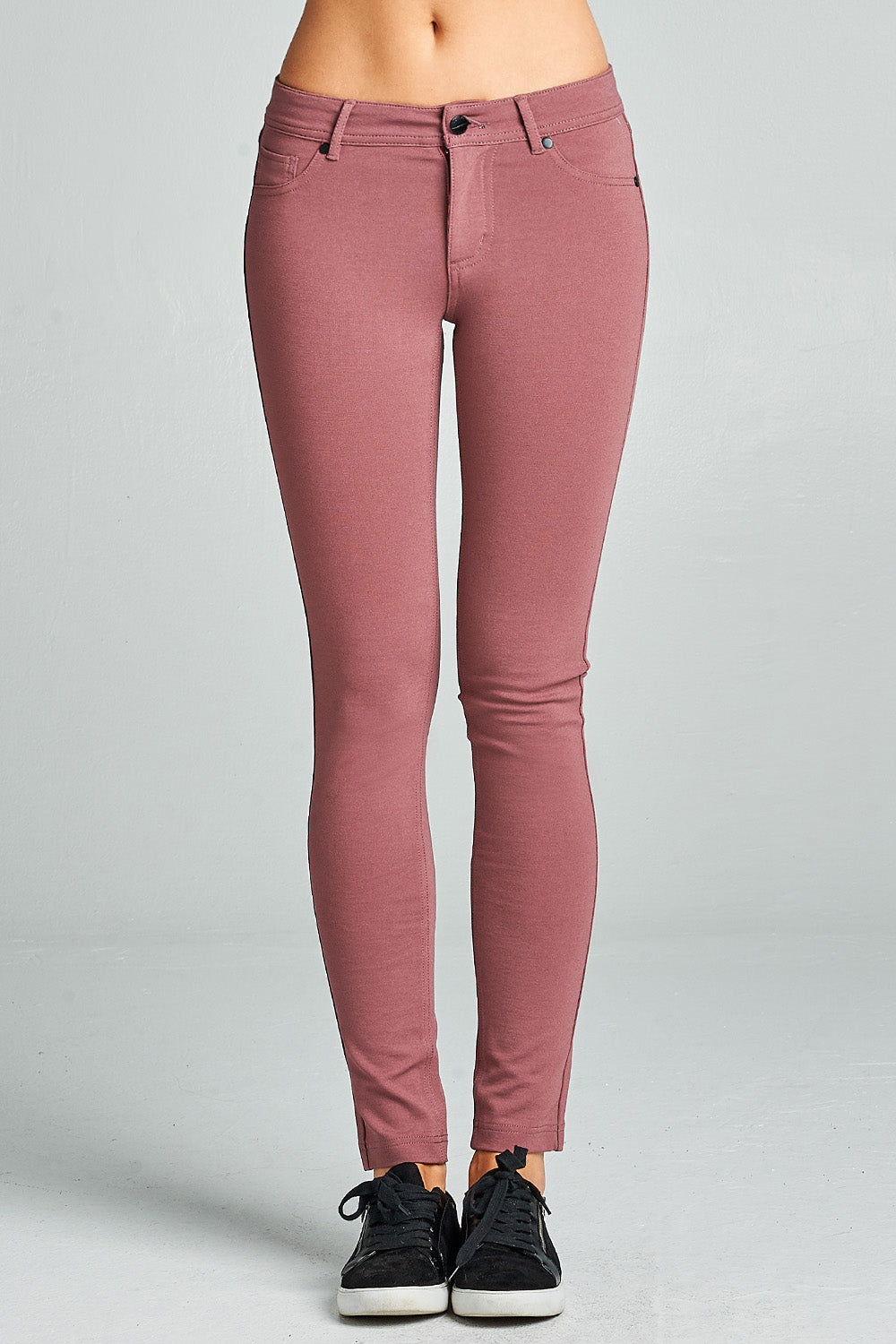 Khanomak 5 Pocket Shape Basic Solid Slim Fit Stretchy Skinny Long Thick Jegging Pants