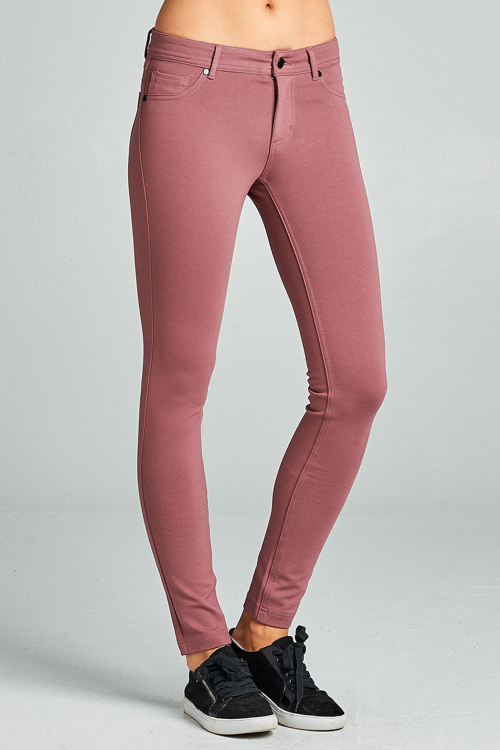 Khanomak 5 Pocket Shape Basic Solid Slim Fit Stretchy Skinny Long Thick Jegging Pants