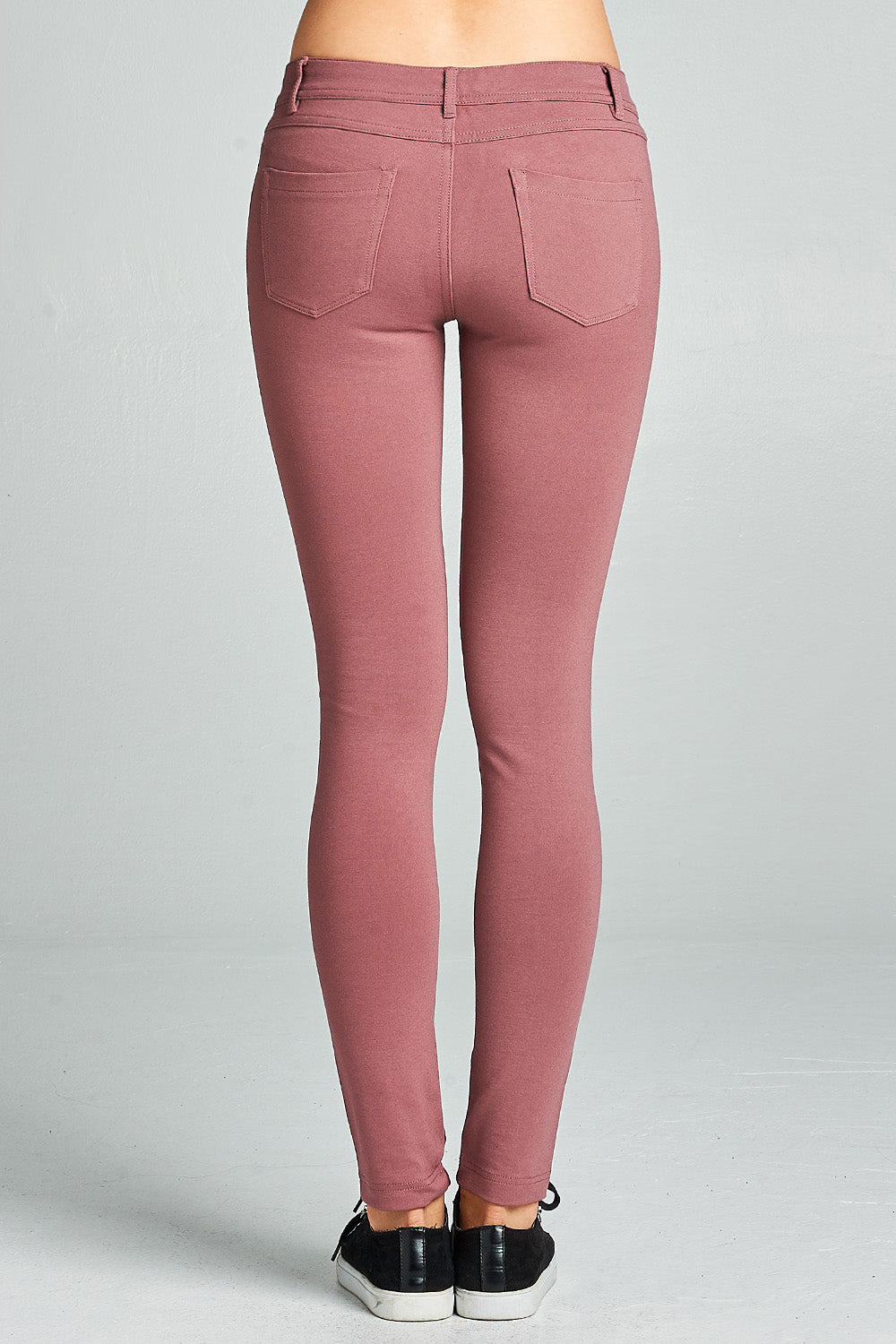 Khanomak 5 Pocket Shape Basic Solid Slim Fit Stretchy Skinny Long Thick Jegging Pants